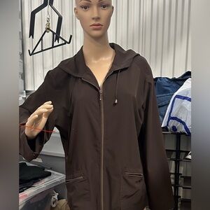 Chico's Energy Dark Brown Hooded Light Jacket size 2 ( Chicos sizing)
